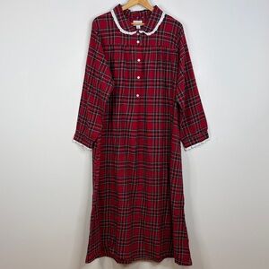 Lanz of Salzburg Nightgown Womens XL Red Tartan Plaid Cotton Flannel Pajamas